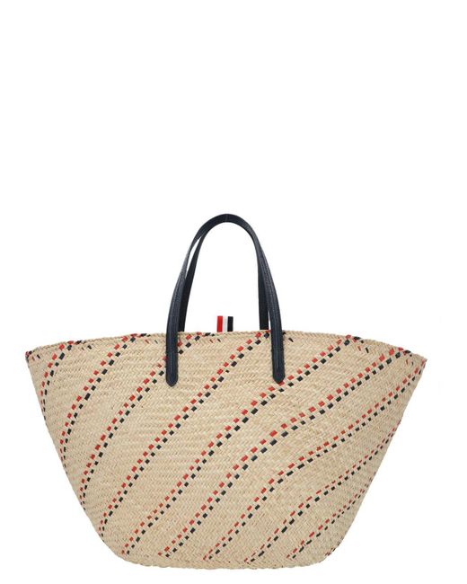 Thom Browne Natural Rwb-Stripe Top Handle Bag