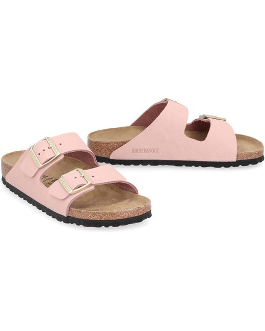 Birkenstock Pink Arizona Leather Slides