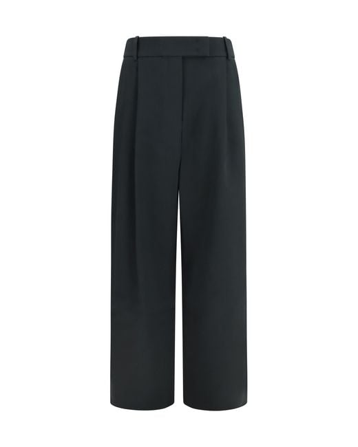 Giorgio Armani Black High-Waisted Wide-Leg Tailored Pants Silk