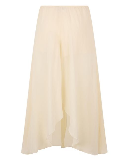 Chloé Natural Trousers Silk Mid-Calf — Flared