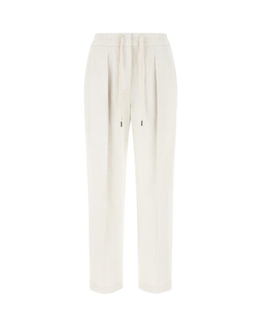 Brunello Cucinelli White Chalk Cotton Blend Pants