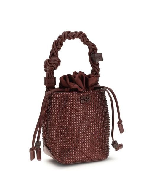 Ganni Brown Mini Handbag Bou Buckle Recycled Polyester Handbags
