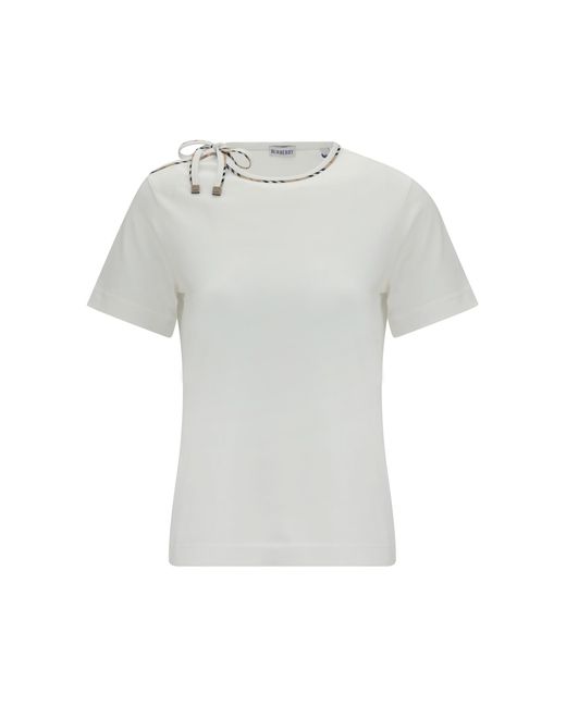 Burberry Gray Cotton Lace-Detail T-Shirt T-Shirts & Jerseys