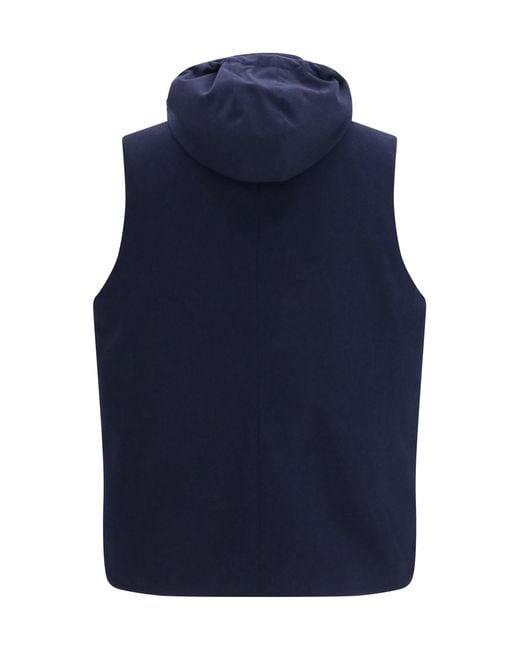 Brunello Cucinelli Blue Wool Down Vest Ovis Aries Jackets for men