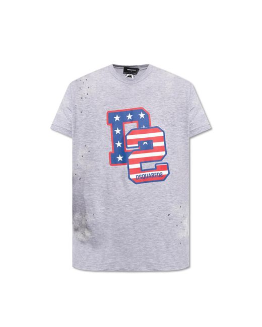 DSquared² Gray T-Shirt With Logo for men