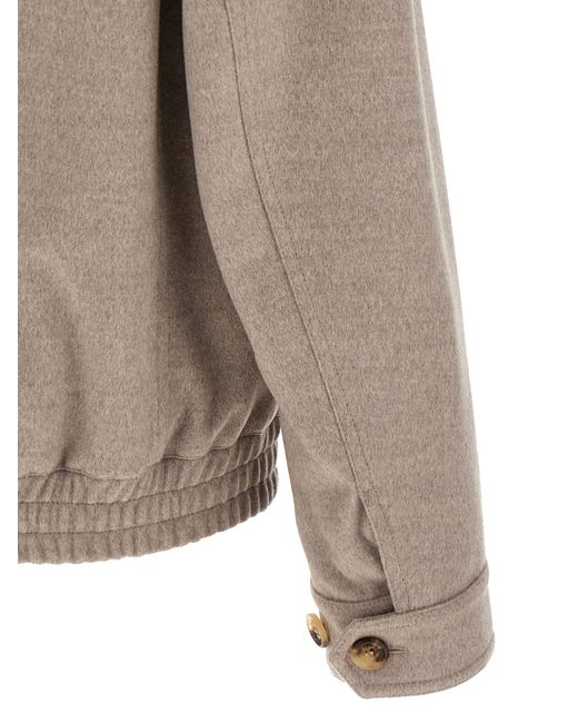 Brunello Cucinelli Brown Virgin Wool Bomber Clothing for men