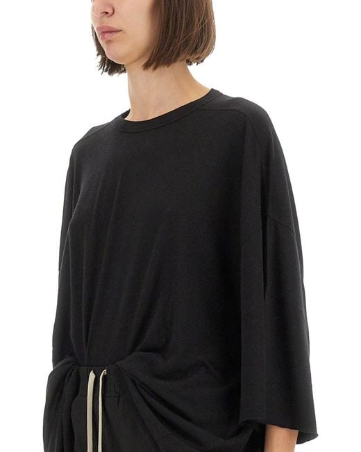 Rick Owens Black Oversized T-Shirt Viscose T-Shirts