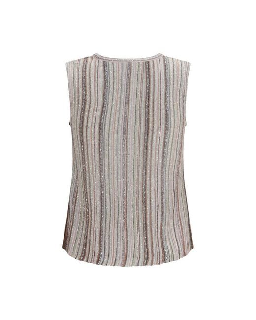 Missoni Brown Multicolor Rayon Sleeveles T
