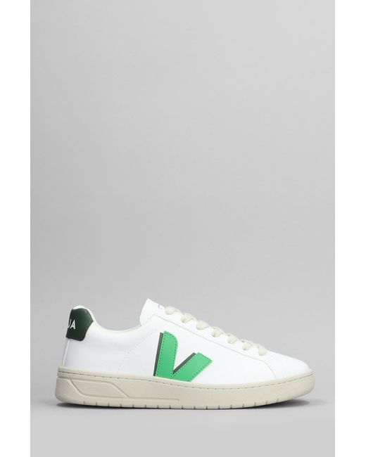 Veja Green Urca Sneakers In White Leather