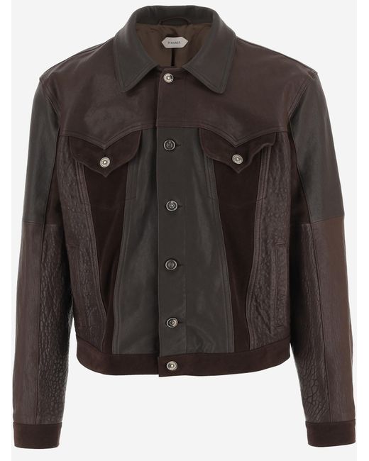 Versace Black Leather Jacket for men