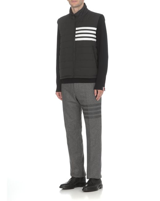 Thom Browne Black 4 Bars Quilted Padded Gilet for men