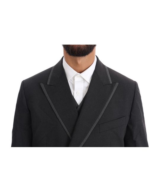 Dolce & Gabbana Black Wool Stretch 3 Piece Two Button Suit for men