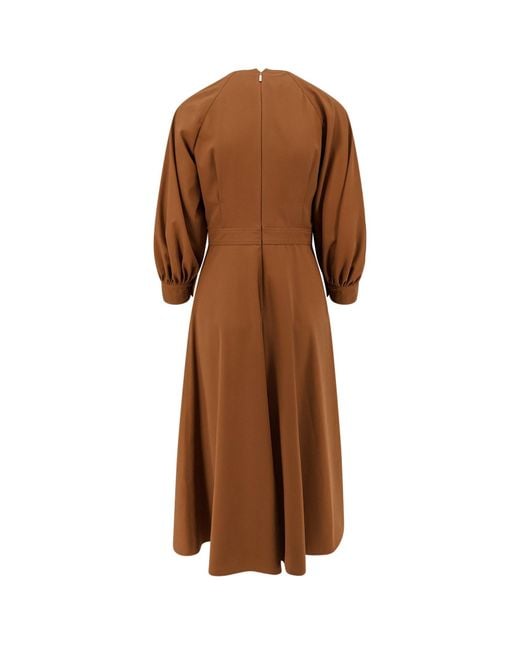 Max Mara Brown Pedaggi Cotton Midi Dress
