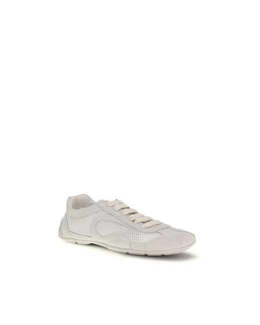 Prada White Fabric Low Top Sneakers