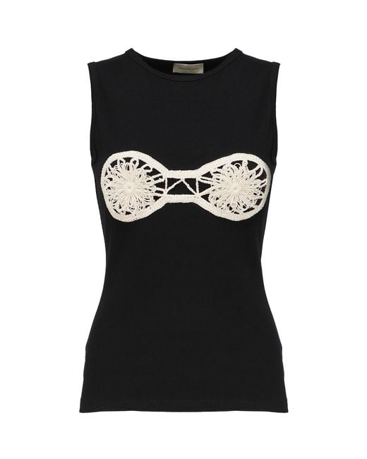 Magda Butrym Black Crochet Bra Tank Top