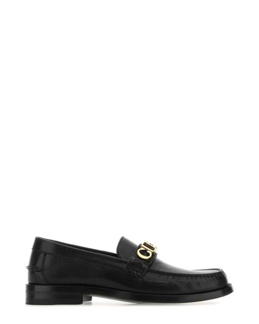 Gucci Black Logo Plaque Slip-on Loafers