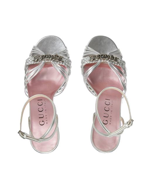 Gucci White Leather Sandals