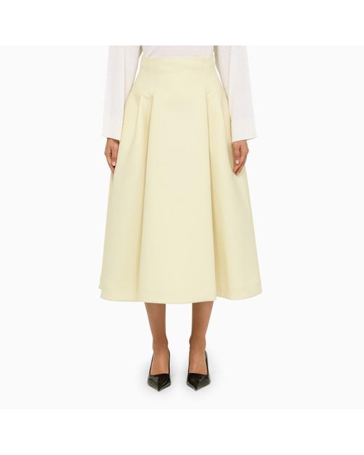 Bottega Veneta Yellow Camomile Wool Midi Skirt