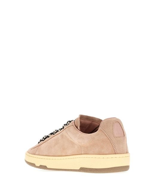 Lanvin Natural Antiqued Suede Curb Lite Sneakers