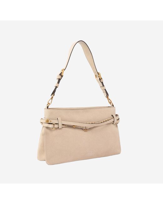 Pinko Natural Shoulder Bag Suede