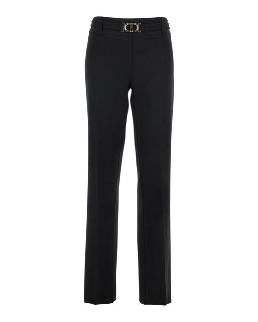 Twinset Black Pants With Belt Buckle And Loops