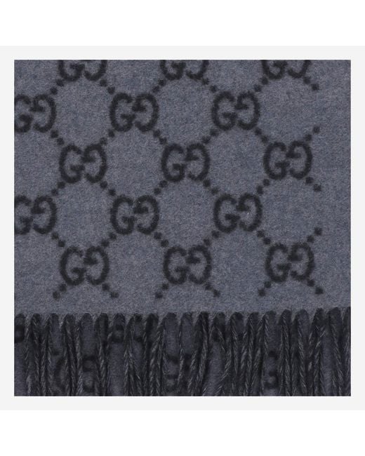 Gucci Gray Scarf Gg Cashmere Graphite for men