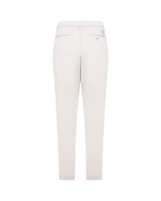 Jacob Cohen White Pearl Cotton Blend Tapered Leg Trousers With Logo Patch On The Back for men