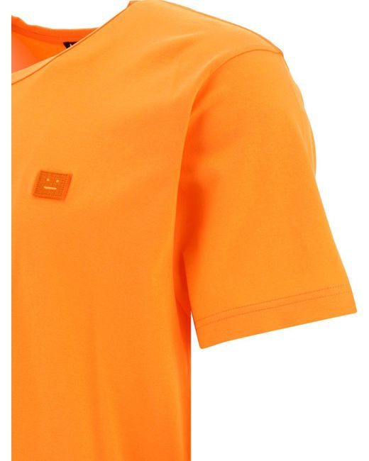 Acne Orange "face" T-shirt for men