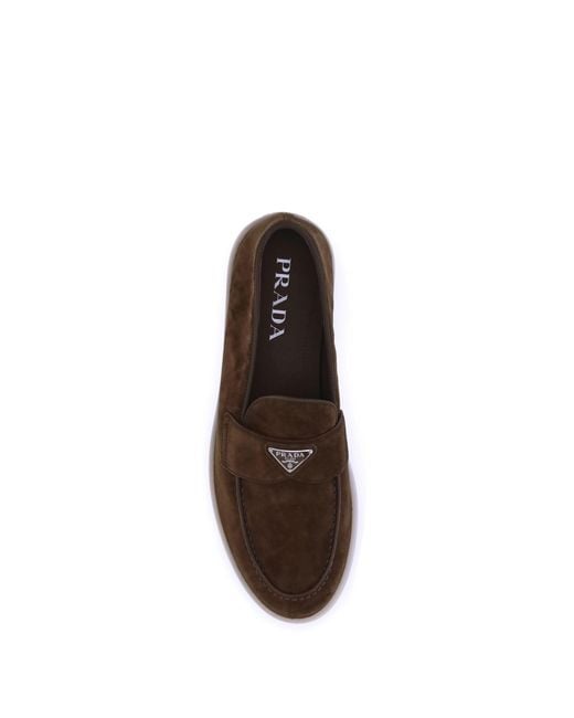 Prada Brown Suede Loafers for men