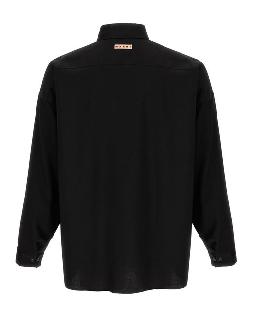 Marni Black Cool Wool Shirt for men