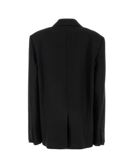 Miu Miu Black Embroidered Stretch Wool Blend Blazer