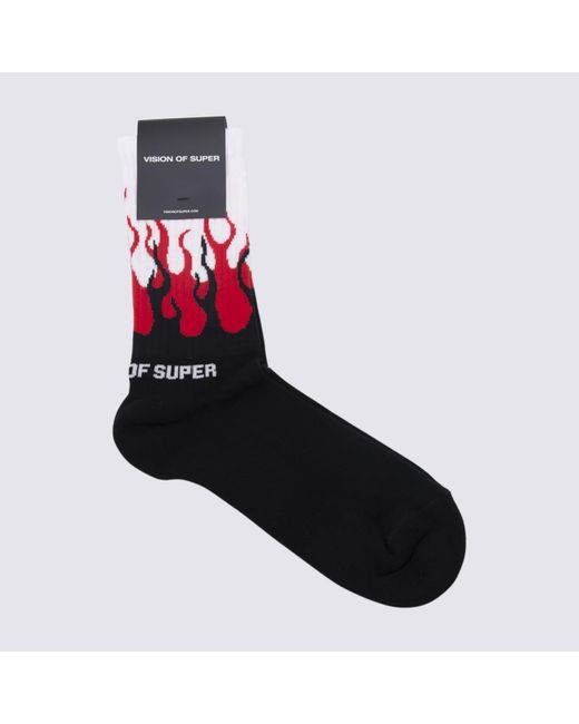 Vision Of Super Black Cotton Blend Socks for men
