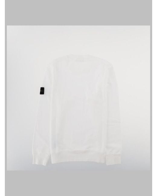 Stone Island White Sweatshirt With Logo Patch, Cotton Sweatshirts for men