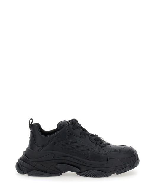 Balenciaga Black 'Triple S Sporty' Sneaker With 3B Logo Embroidered On The Side And Worn Effect for men