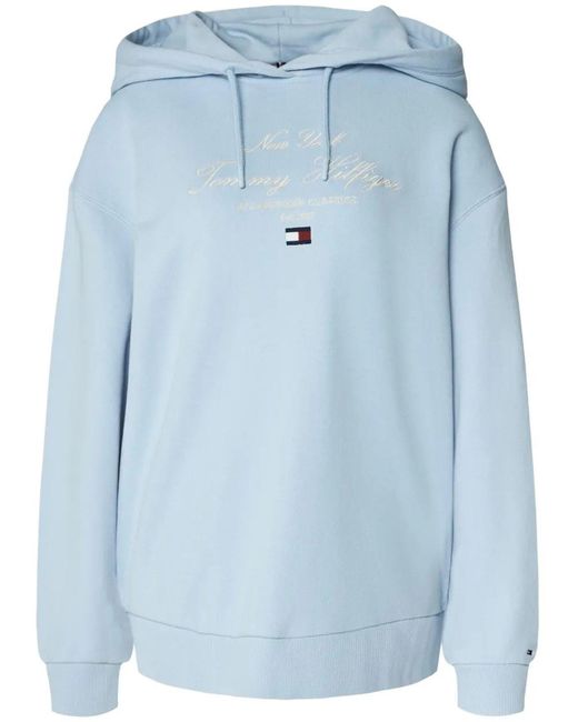 Tommy Hilfiger Blue Logo Embroidered Drawstring Hoodie