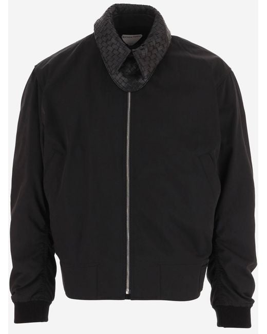 Bottega Veneta Black Bomber Jacket Cotton-Blend Polyamide for men