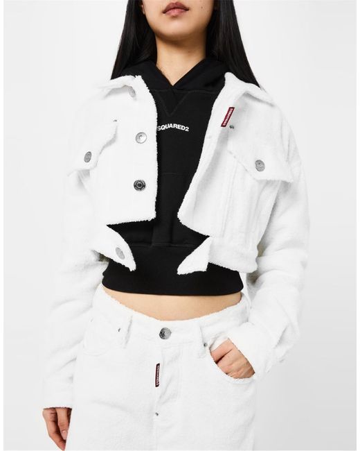 DSquared² White Cropped Towel Jacket
