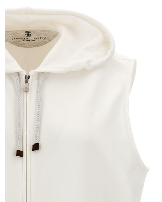 Brunello Cucinelli White Sleeveless Sweatshirt