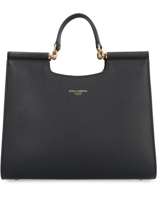 Dolce & Gabbana Black Tote Bag Sicily Calf Leather