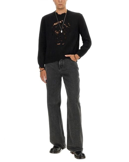 McQueen Black Skull Shirt Cotton Jumpers for men