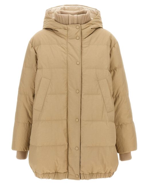 Brunello Cucinelli Natural Nylon Down Jacket Casual Jackets, Parka