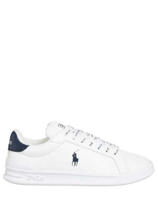 Polo Ralph Lauren White Heritage Court Leather Low Top Trainers for men