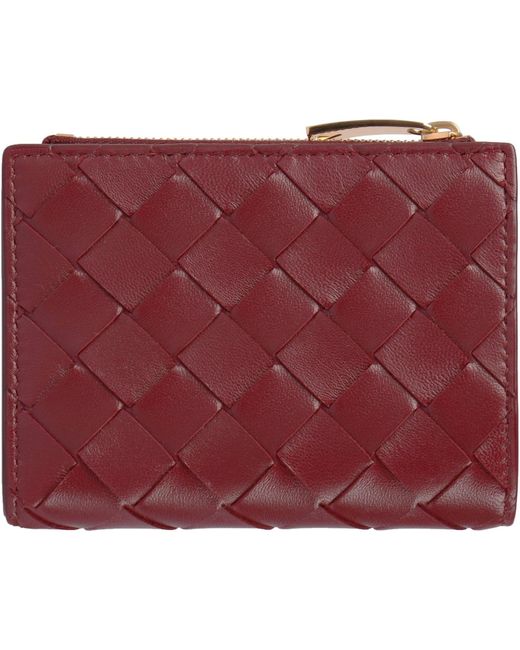 Bottega Veneta Red Intrecciato Bi-Fold Wallet