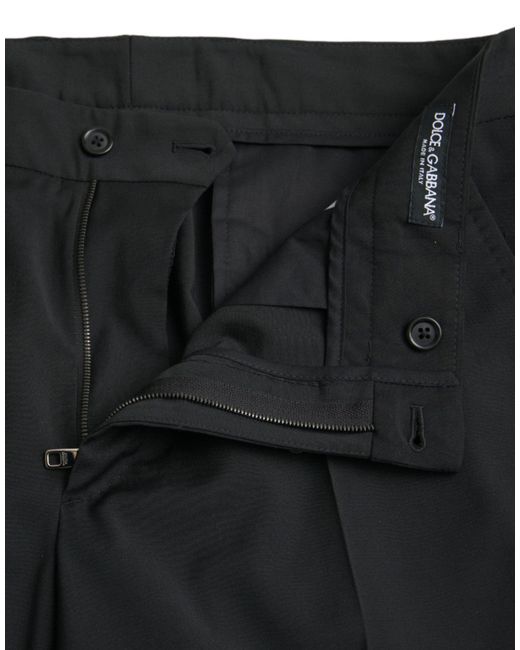 Dolce & Gabbana Black Wool Slimfit Dress Formal Pants for men