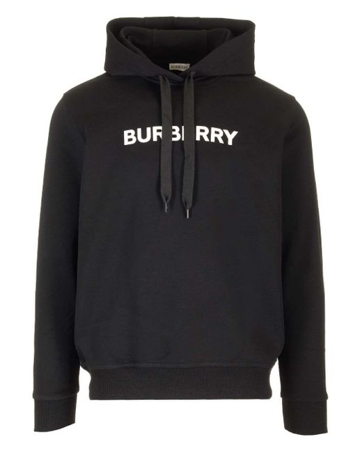 Burberry Black Cotton Hoodie With Logo for men