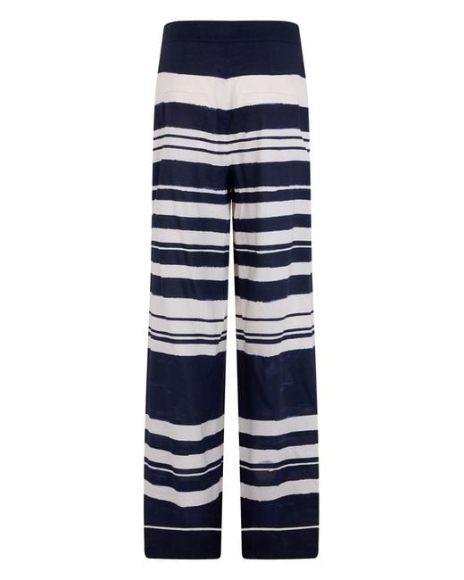 Veronica Beard Blue Wide-Leg Trousers-Dove Viscose
