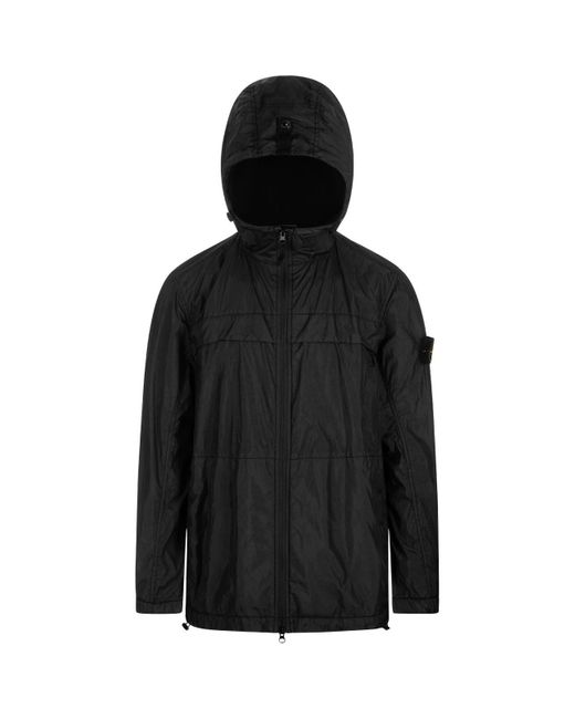 Stone Island Black Garment Dyed Crinkle Reps R-Ny Lightweight Jacket for men