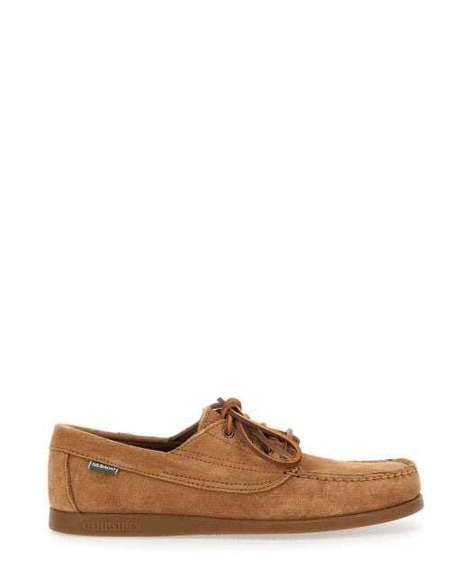 Sebago Brown Askook Loafers With Patch Logo On The Side And Tone-On-Tone Stitching for men