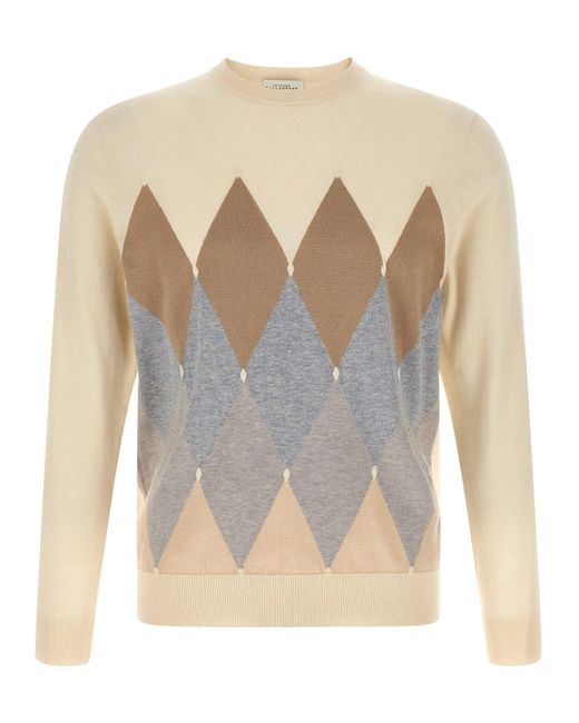 Ballantyne Gray Argyle Jacquard Sweater