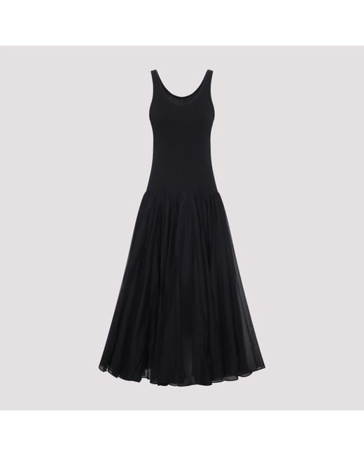 no_brand_found Black Crinoline Double Layer Dress Cotton Silk